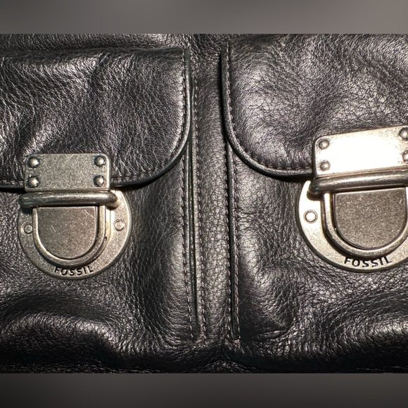 Fossil Leather Riley Top Zip Crossbody - Black - Picture 5 of 16